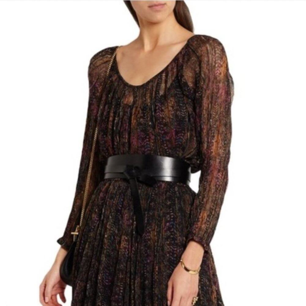 Mes Demoiselles Katarina Crinkle Printed Sheer Blouse